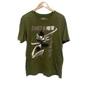 My Hero Academia MHA Shota Aizawa Graphic T-Shirt Mens Size L Green Cotton Anime
